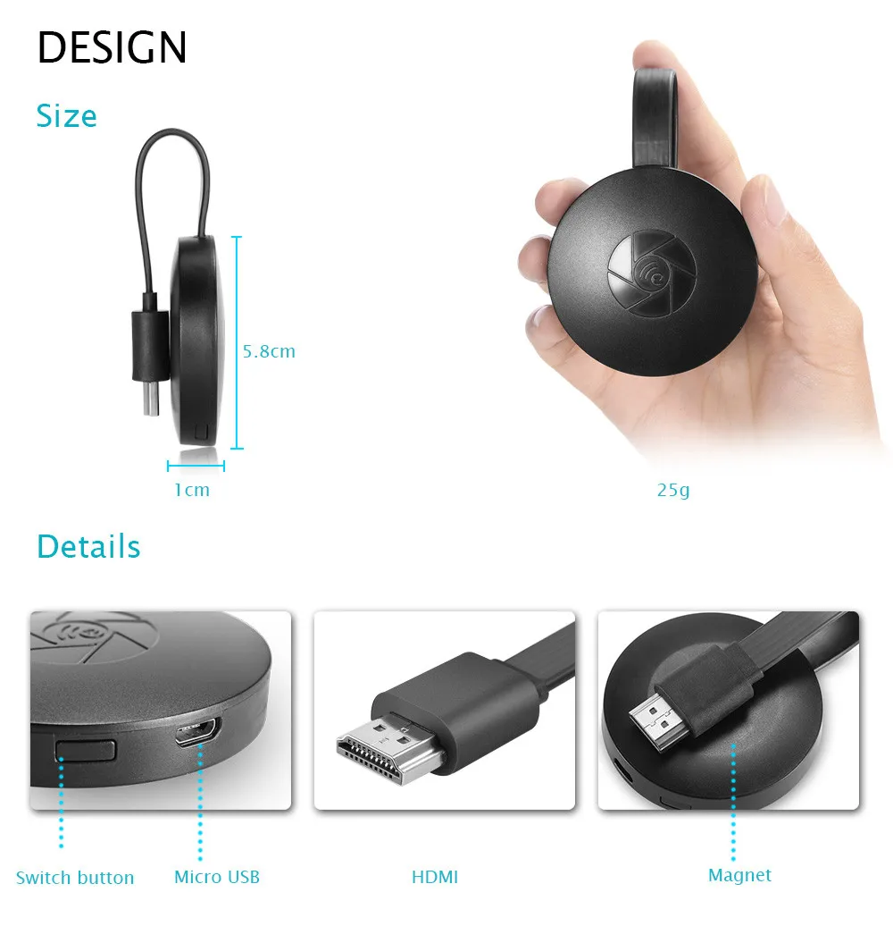 Hessy Mirascreen G2 двухдиапазонный беспроводной WiFi дисплей ключ, HDMI 1080 P ТВ конвертер для Android IOS, беспроводной программный ключ HDMI адаптер