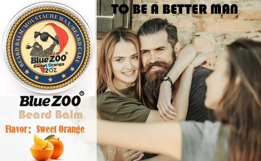 Натуральный органический бальзам для бороды Blue Zoo воск усов роста волос на лице