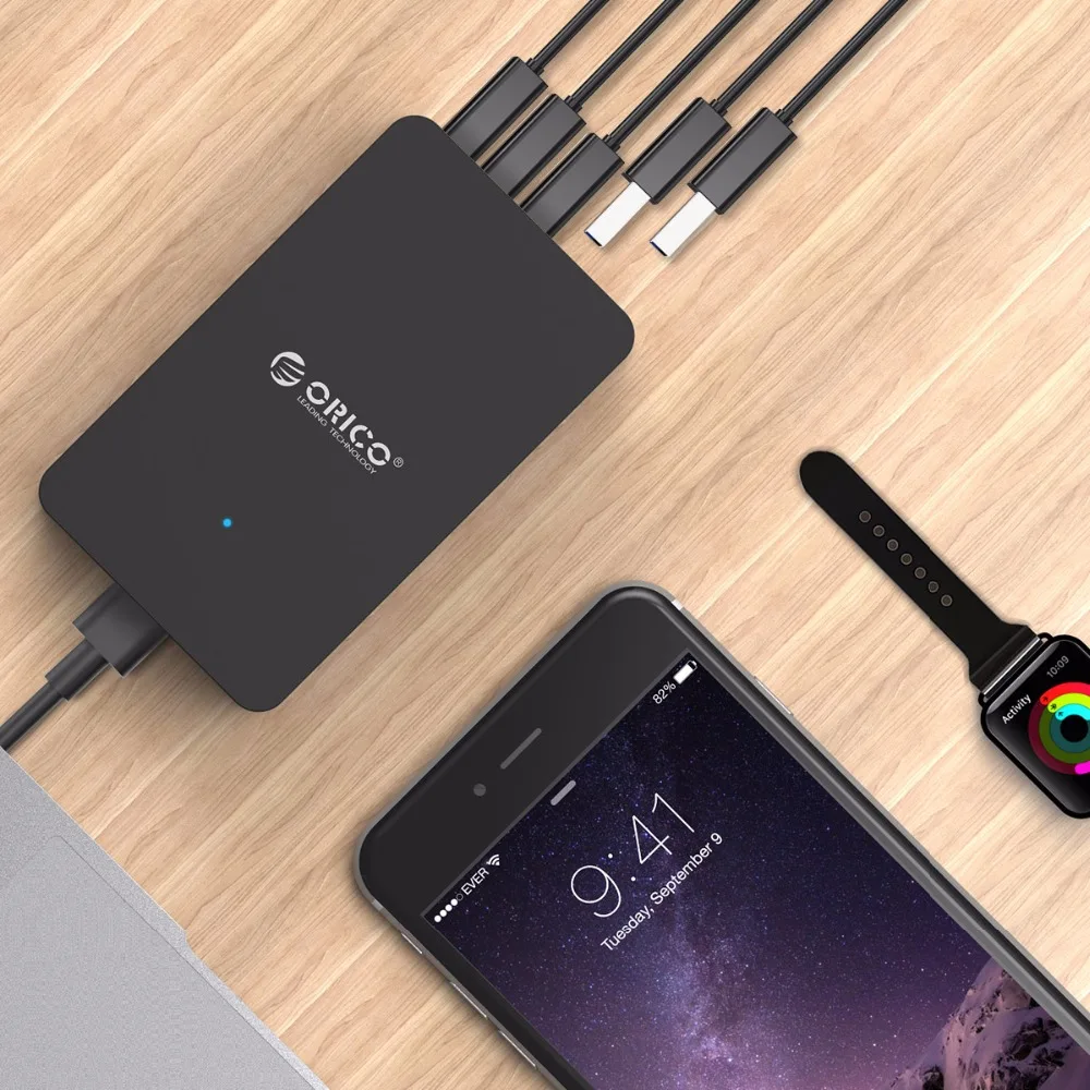 Быстрое зарядное устройство USB ORICO QSE QC2.0 5V2. 4A/9V2A/12V1. 5A 4 5 портов настольное для