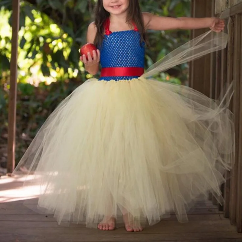 

Princess Snow Queen Long Dresses With Headband Kids Halloween Christmas Carnevale Snow Queen Costumes Cosplay Party Tulle Dress