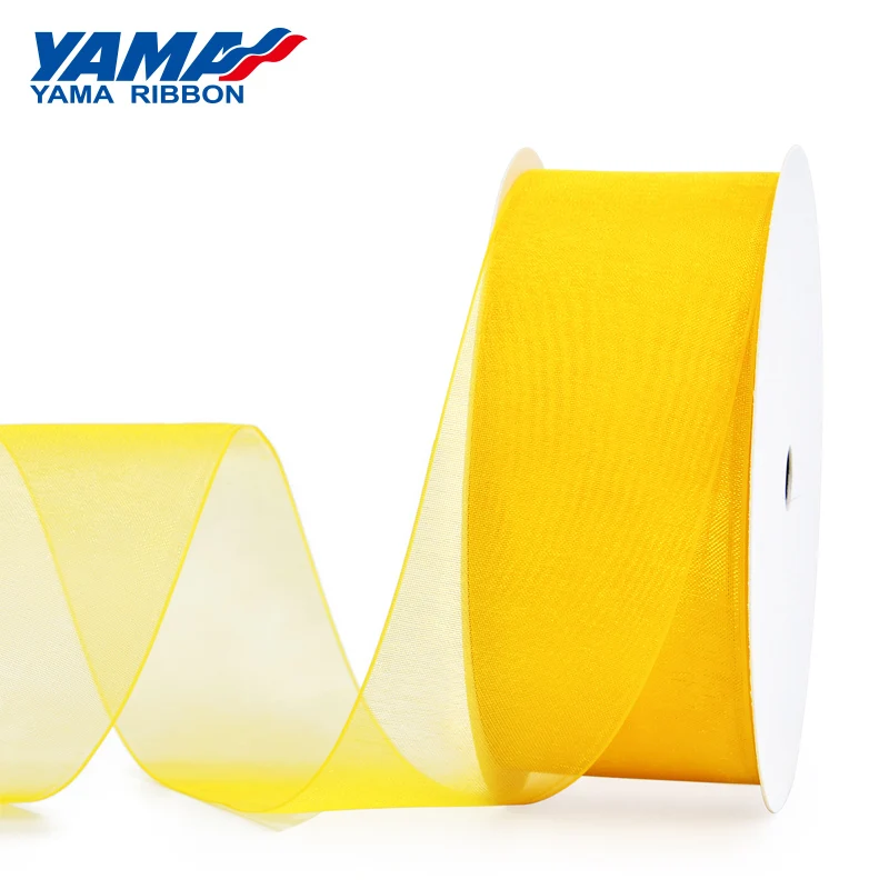 YAMA 50 63 75 мм зеленая желтая коричневая однотонная Прозрачная Шелковая лента из