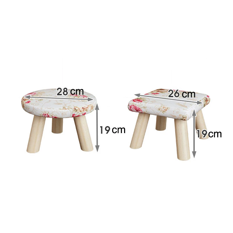 Круглый квадратный тканевый деревянный стул для детей Маленький смены обуви