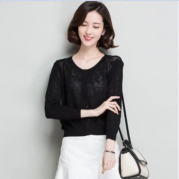 Женский трикотажный кардиган с вырезами лето весна|knitted cardigan|korean stylestyle korean |