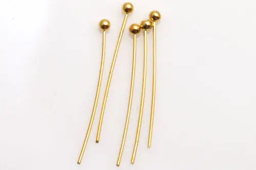 Gold Plated 100 шт. цвет серебристый, Золотой шаровой головкой шпильки конечные бусины в форме цветов 16/20 Вт, 30 Вт, 40/50 мм пакет точка штифты покрытого родием шаровой головкой из Желтой меди шпильки - Цвет: Gold Plated