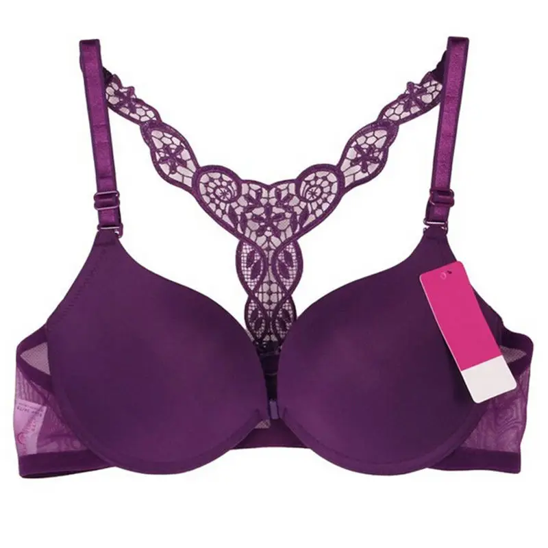 

Womens Sexy Front Closure Lace Racer Back Push Up Seamless women's Bra Racerback Bra underwear