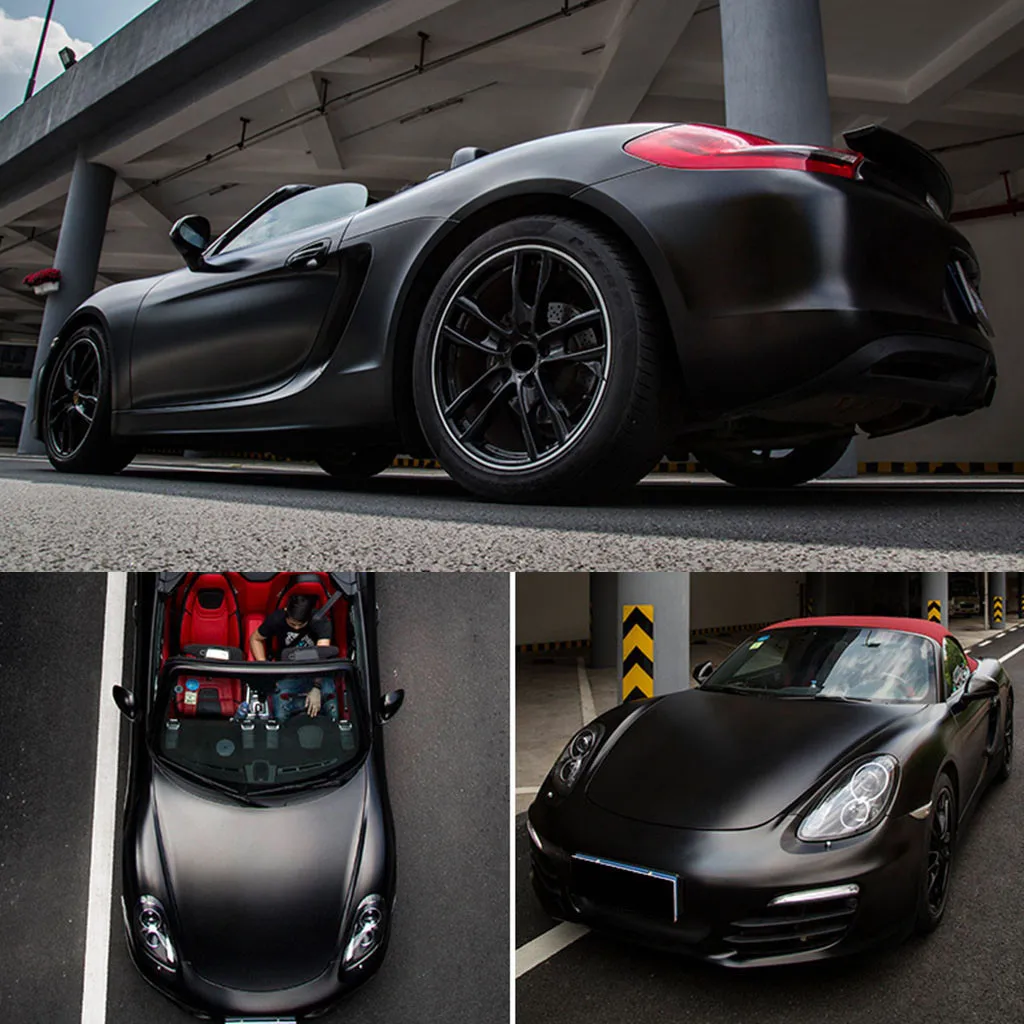 Атласная Черная Флейта с выпуском воздуха для обмотки автомобилей покрытие