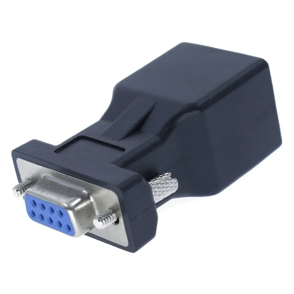 

DB9 RS232 женский порт к разъему RJ45 Женский удлинитель последовательного порта DB9 к сетевому Ethernet-кабелю LAN CAT5 CAT6 RJ45