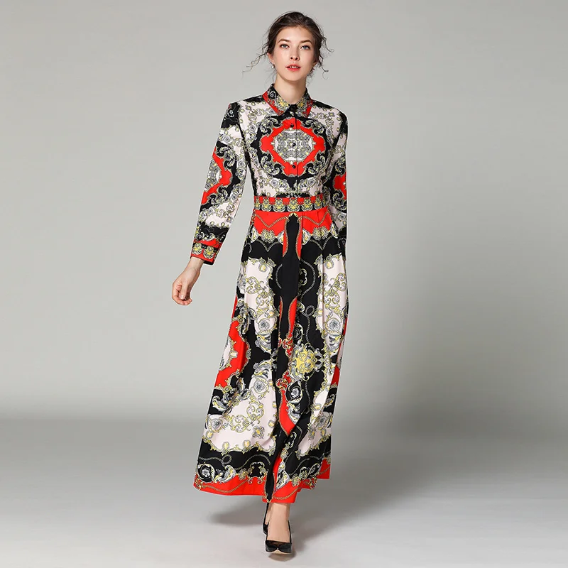 Новинка 2019 женская одежда весеннее модное платье с длинными рукавами и отложным