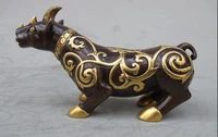 bi002006 china royal 100 bronze 24k gold foo dog unicorn animal feng shui beast statue