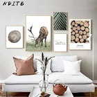Плакат в скандинавском стиле с изображением оленя, деревянная Настенная картина, декоративная картина, Современное украшение для гостиной