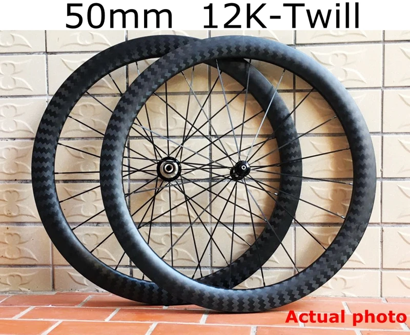 Полный углеродный дорожный велосипед 50 мм wheelset 12K Twill поверхность Углеродные