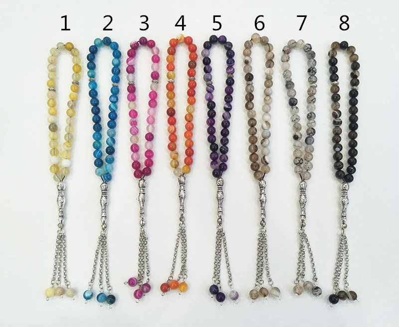 8mm Real natural Stone Islamic Prayer 33 beads Tasbih Misbaha Muslim bracelet Tasbeeh for birthday gift | Украшения и аксессуары