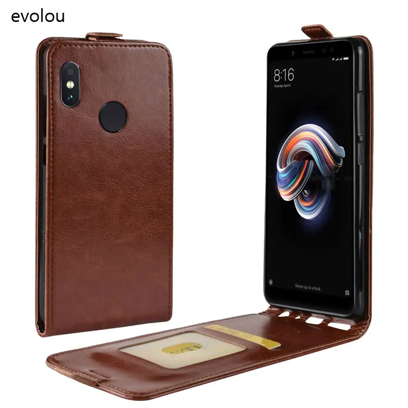 Вертикальный кожаный чехол книжка для Xiaomi Redmi Note 5 Pro с откидной крышкой Mi 6X /