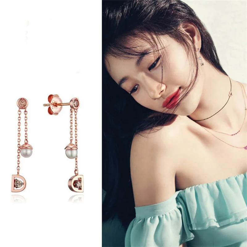 Japanese and Korean Version of the Temperament Fashion Star with Same Paragraph Geometry Pearl Long Earrings Female | Украшения и