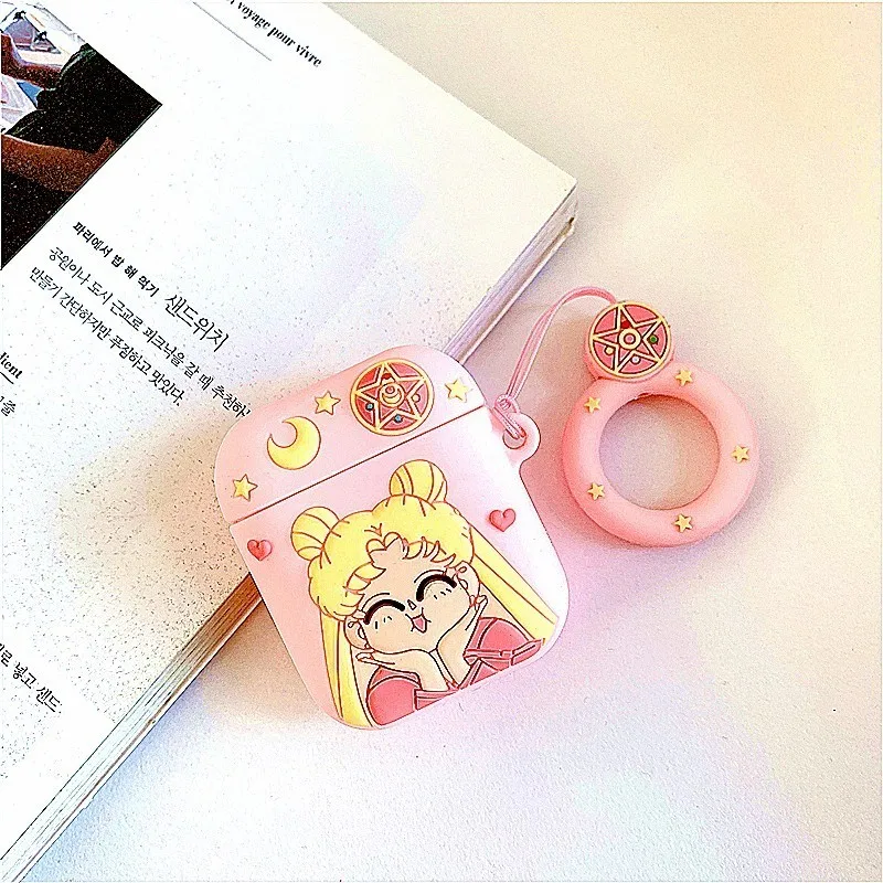 Милый розовый чехол для наушников Sailor Moon с Bluetooth Airpods Милые силиконовые чехлы