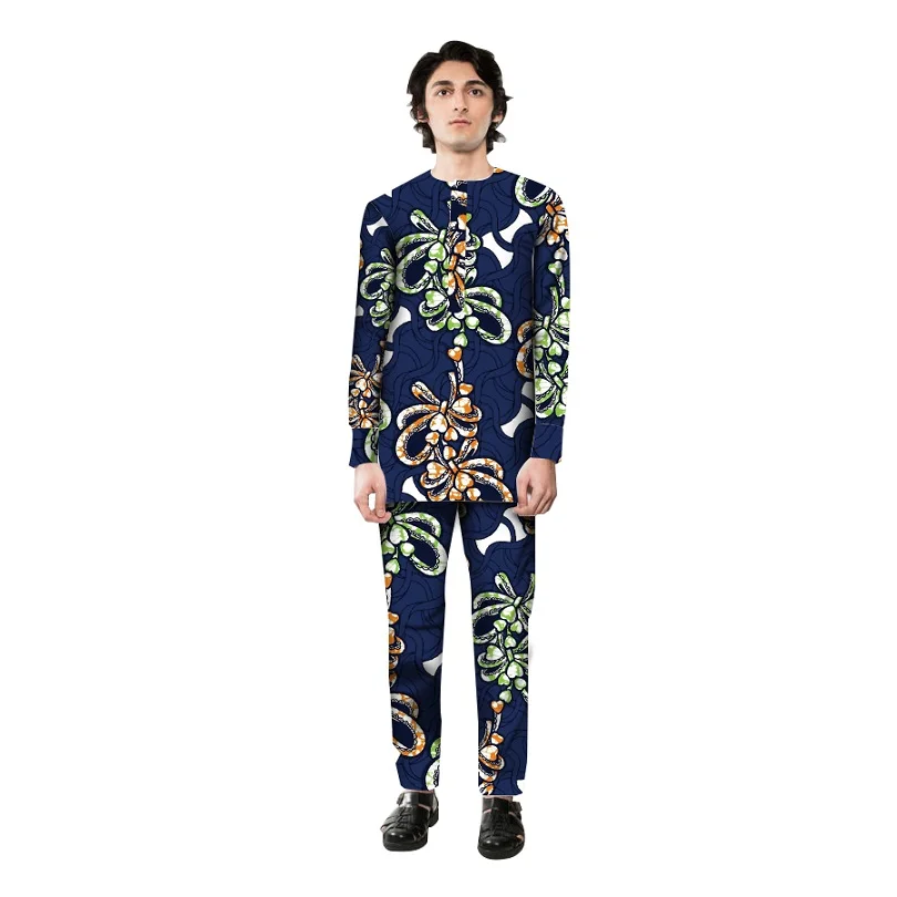 Handsome African Dress Men Sets Tops+Trousers Set Fashion Printing Clothing Festive Costume Clothes Customized | Мужская одежда