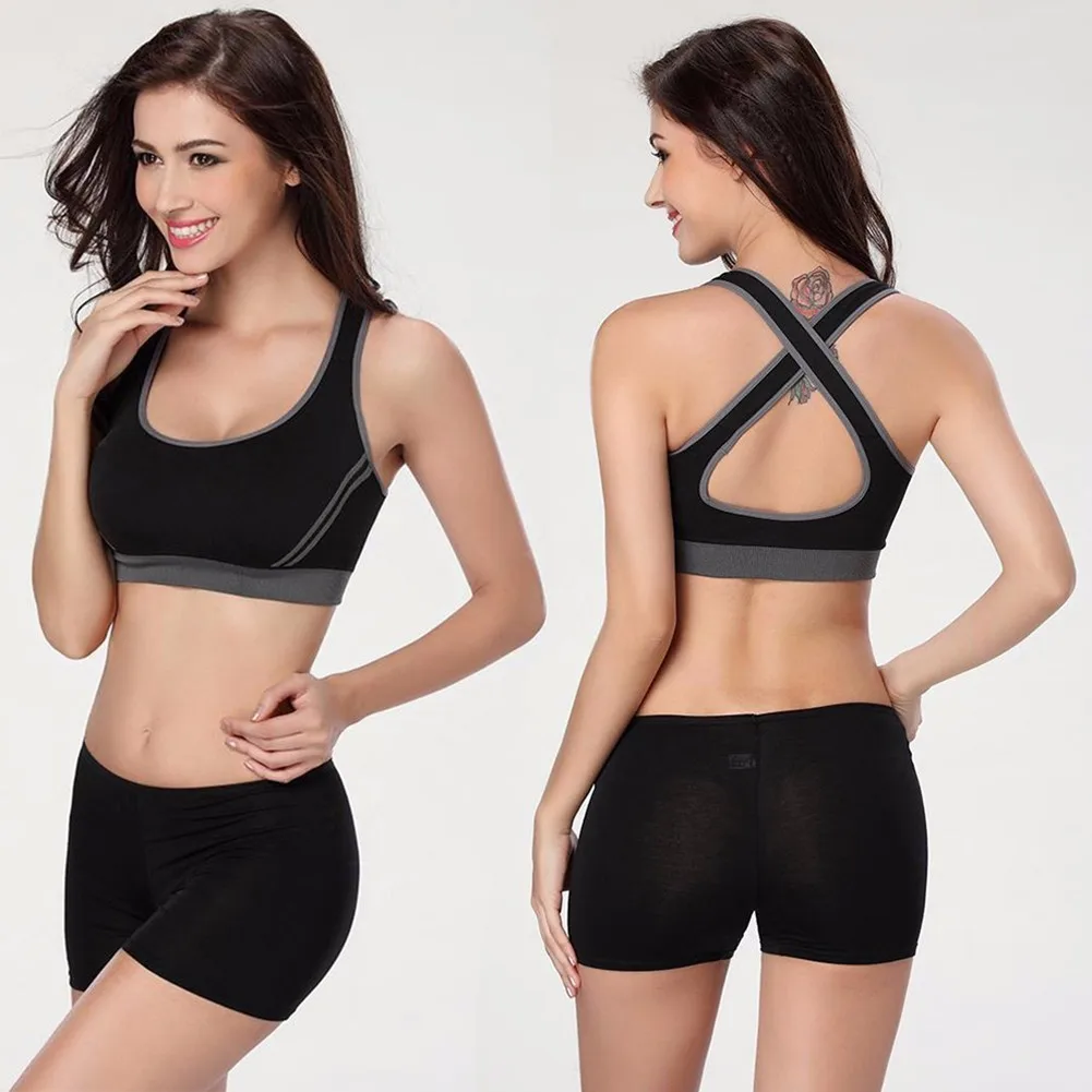 Женский спортивный бюстгальтер для занятий йогой и фитнесом ударопрочный с пуш