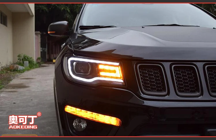 AKD автомобильные стильные фары для Jeep Compass- фары светодиодный ходовой свет биксеноновые фары Противотуманные фары с ангельскими глазками авто