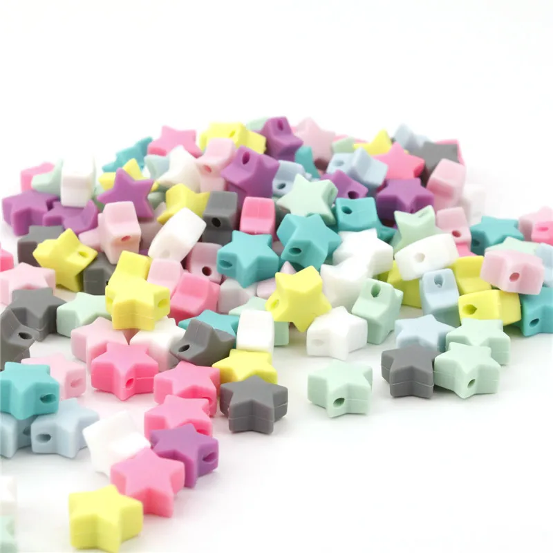 50 cuentas de silicona de grado alimenticio para dentici&oacute;n, colgante de 15mm para mordedor de beb&eacute;, collar de silicona para dentici&oacute;n Diy-2