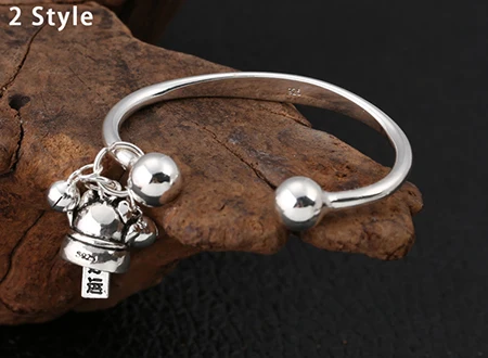 2 Style Мода том надеюсь регулируемый браслет Серебро 925 пробы fine jewelry мальчик девочка Lucky Колокольчик для кошки Открытый браслет B5 - Цвет камня: 2 Style