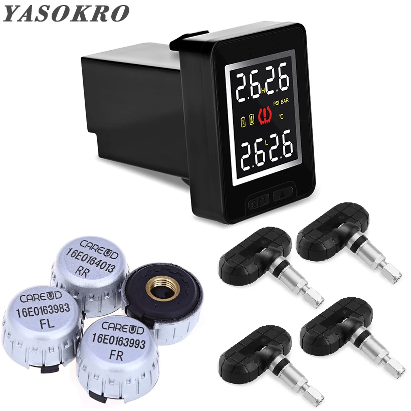 YASOKRO автомобильный TPMS монитор давления в шинах Система беспроводной TPMS Датчик монитор с 4 внешними внутренними датчиками