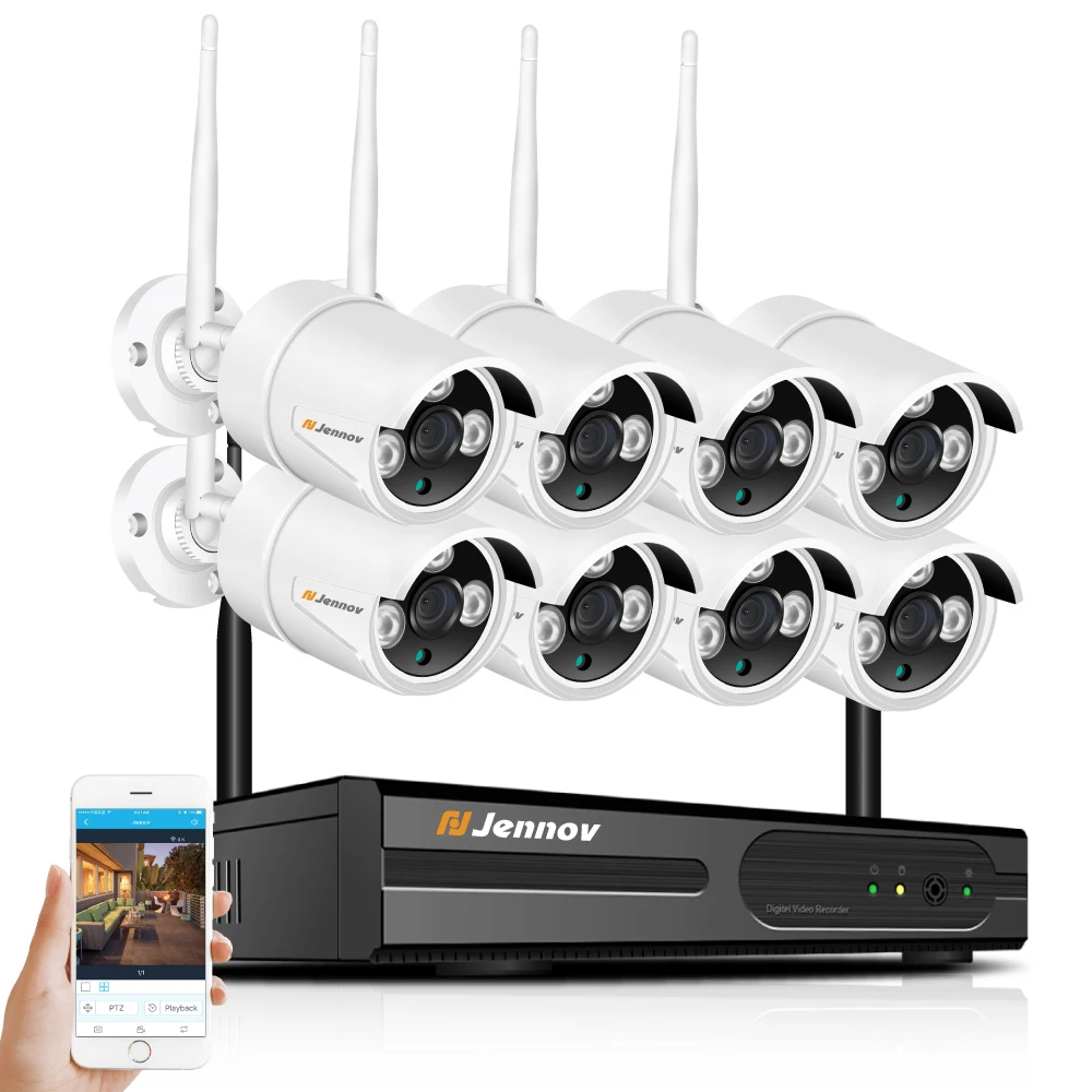Jennov 8CH NVR безопасности Камера Системы Wi-Fi 2MP 1080P Аудио Звук открытый Беспроводной IP CCTV камера Камера комплект видеонаблюдения 3 ТБ HDD