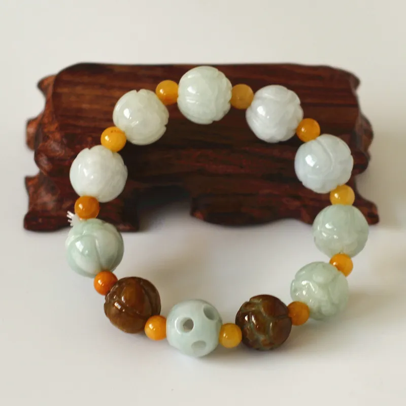 Сертифицированный натуральный браслет с уровнем А нефритовый Lotus PIXIU одной