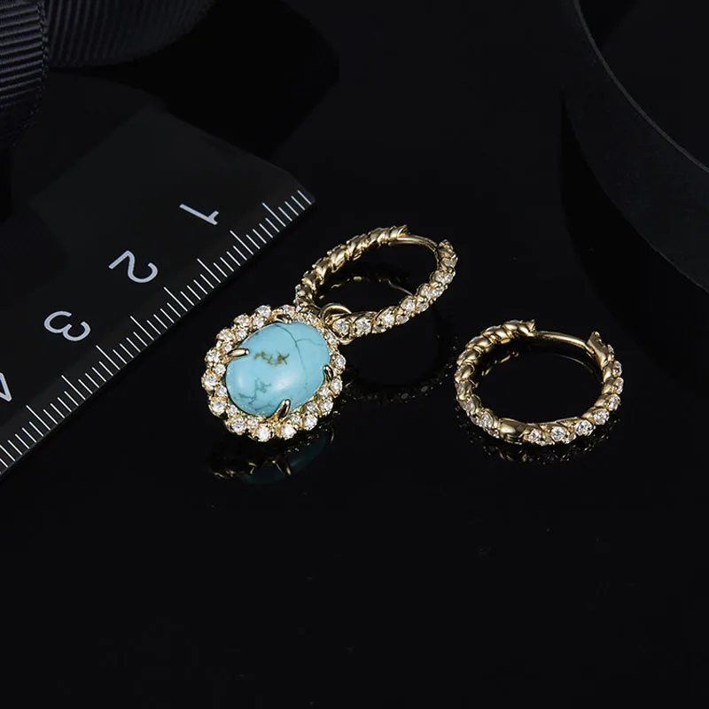 SLJELY Роскошные серьги из стерлингового серебра S925 пробы золотого цвета