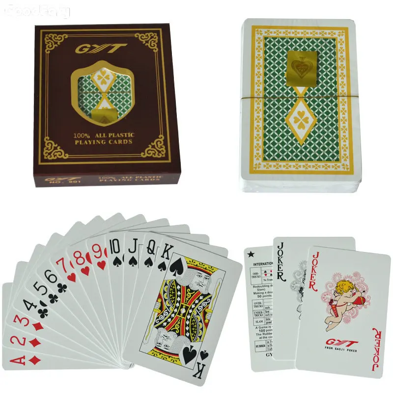 901-green Покерный набор карты для покера GYT пластиковая игральная карта Texas Hold'em покер коробка для игральных карт черный Джек настольная игра Водонепроницаемый Высокое качество - Цвет: 901-green