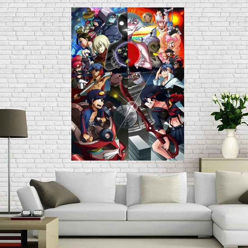Новый стиль Gurren Lagann &quotИзготовленный На Заказ Шелковый Холст 27X40cm 30x45 см DIY плакат