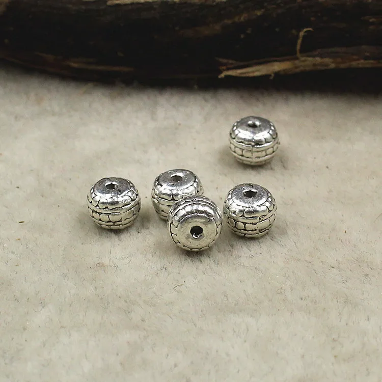 Однотонные овальные тибетские серебряные бусины россыпью 20 шт./лот 7 Х5 мм ручной