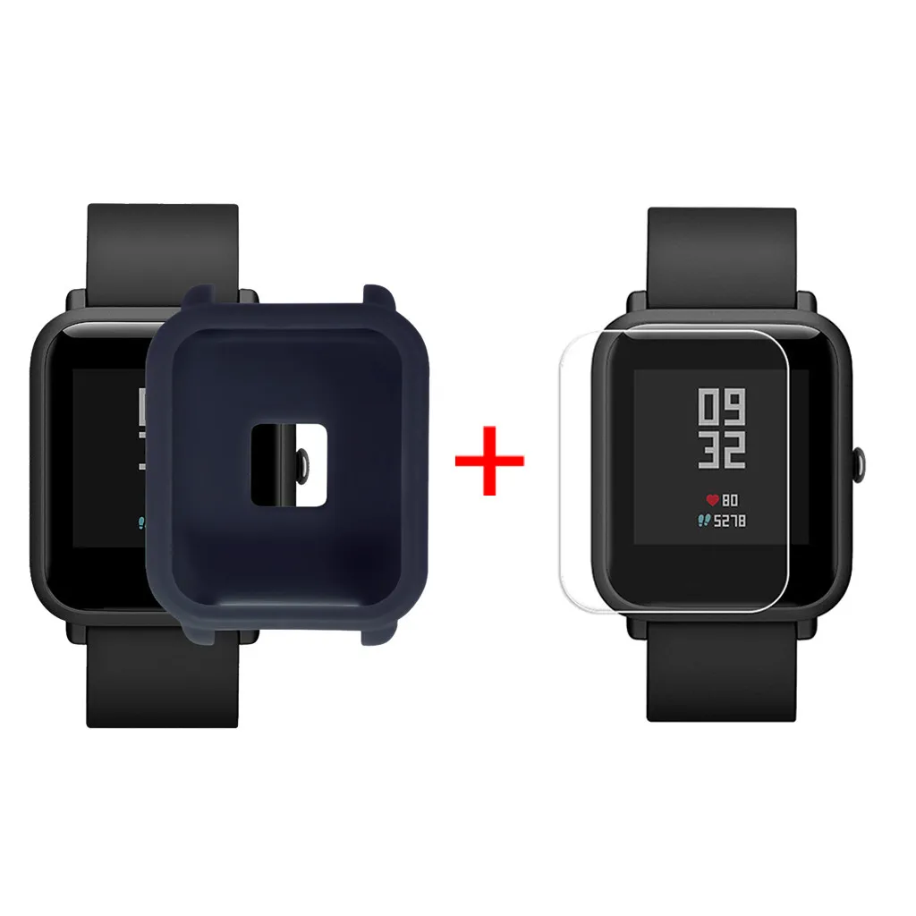 Стильный мягкий чехол из ТПУ + Защитная пленка для экрана Amazfit Huami Bip Younth Watch с