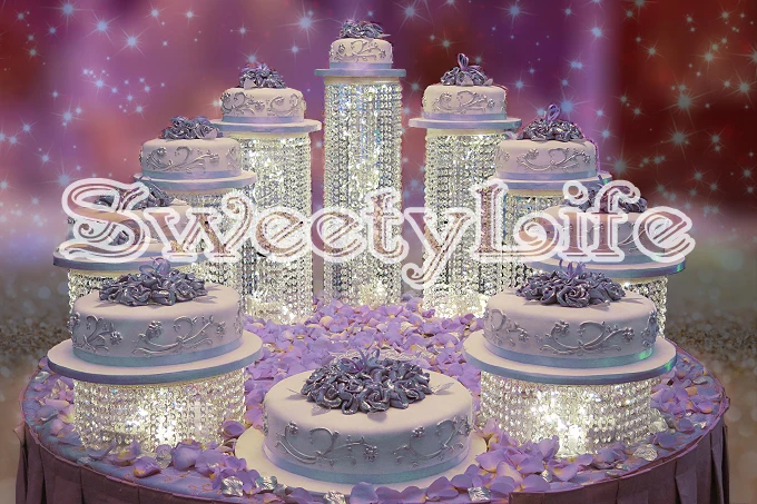 

9pcs/set Luxury Party cake stand Romantic wedding necessities Crystal transparent Cake holder group acrylic cake stand