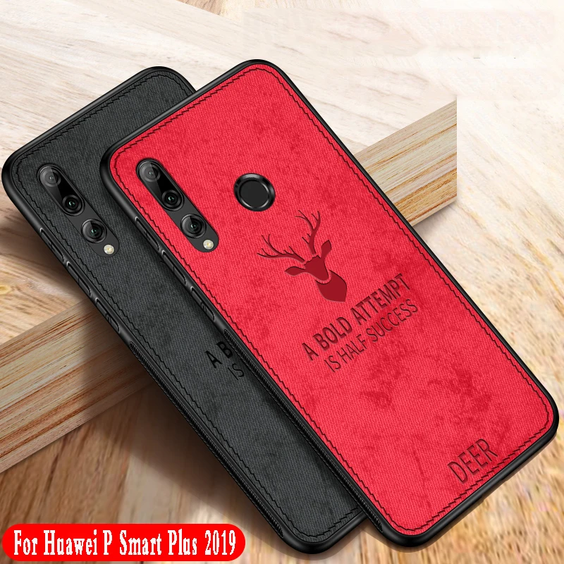 Чехол накладка из ткани и силикона для Huawei p smart plus 2019 роскошный ударопрочный