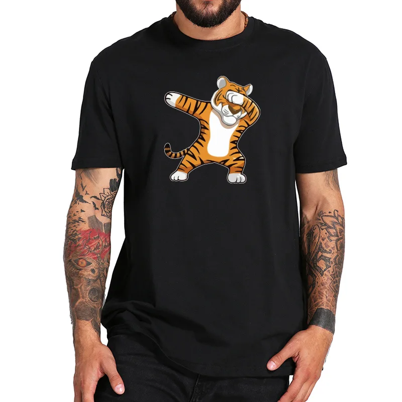 Вытирая Тигр футболка хип хоп Забавный Dab поза милые животные Camiseta с короткими