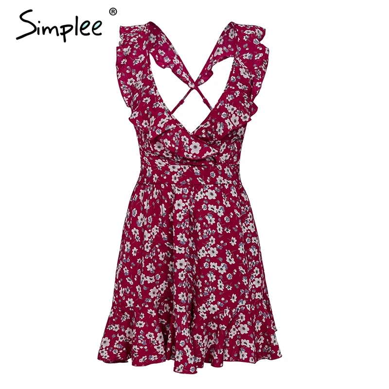 Женский комбинезон Simplee с V-образным вырезом эластичный ромпер цветочным принтом