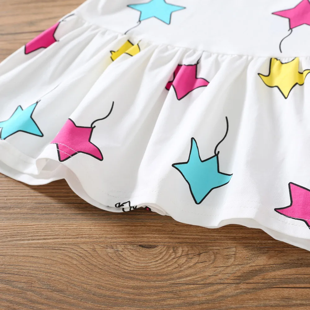 Baby Kids Girls Stylish fashion design Dress Toddler Princess Party Star Print Striped Tutu Dress\ clothes | Детская одежда и