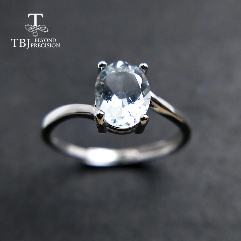 Женское кольцо с натуральным бразильским аквамарином TBJ подарочное Ювелирное