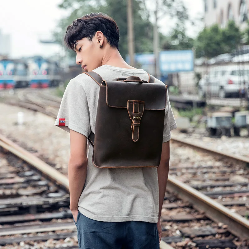 Кожаный школьный дорожный мужской рюкзак ручной работы персонализированный