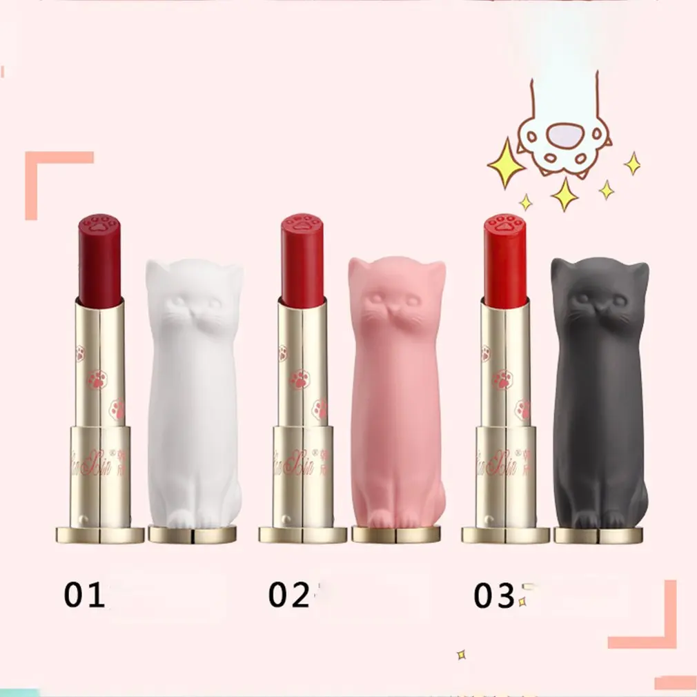 Набор помад 3 цветов восхитительная губная помада с котом стойкие увлажняющие