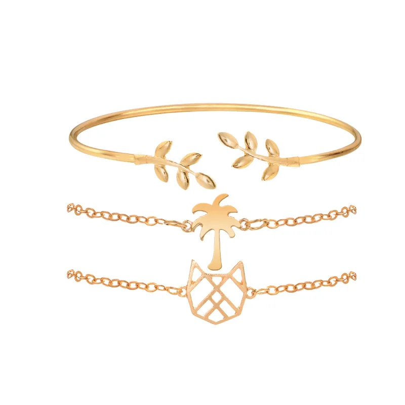 3 шт./упак. регулируемый браслет с имитацией листьев/кокосовое/cat дизайн в