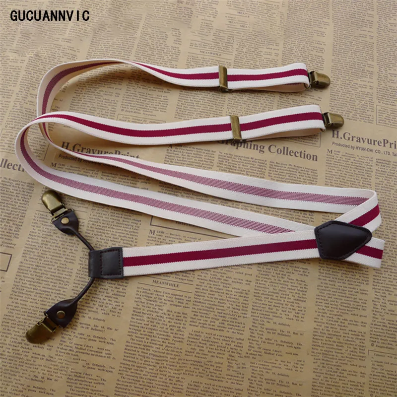 

Vintage male fashion women's suspenders Original retro suspenders men Personalized decoration Leather elastic strap clip