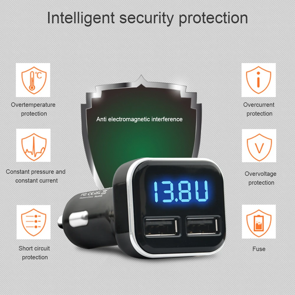 Двойной USB Порты и разъёмы цифровой светодиодный Напряжение ток Дисплей