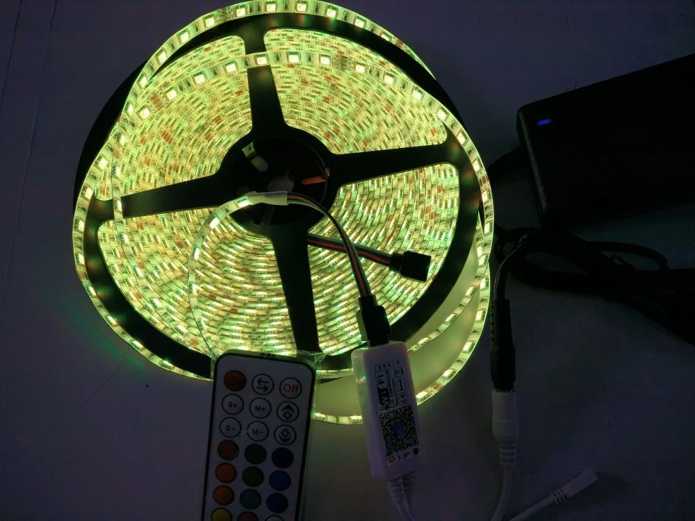 10 м/рулон 24 в 600 светодиодов RGB SMD5050 гибкая светодиодная лента + 21 ключ IOS и Android wifi