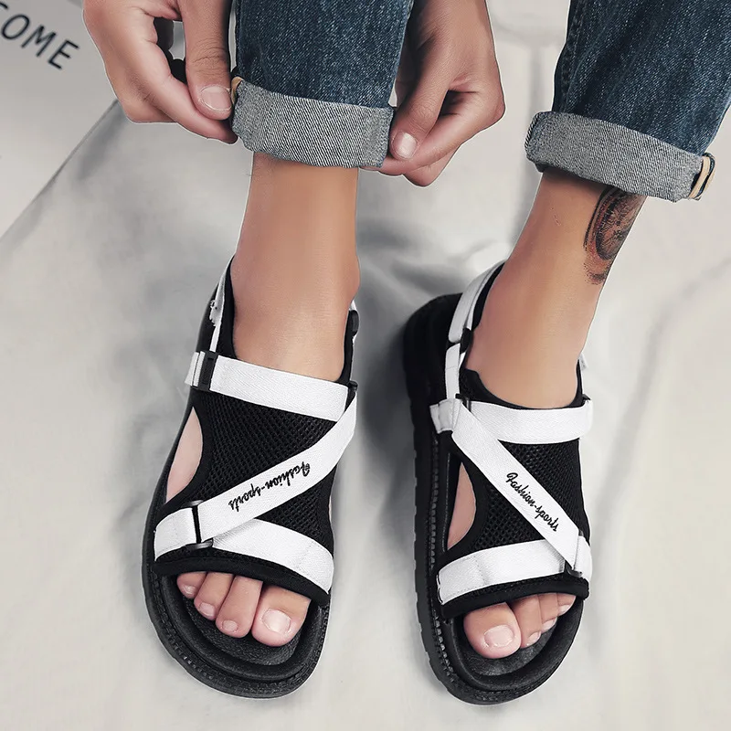Мода и отдых Для Мужчин's босоножки Basic с передним задним ремнем летние туфли