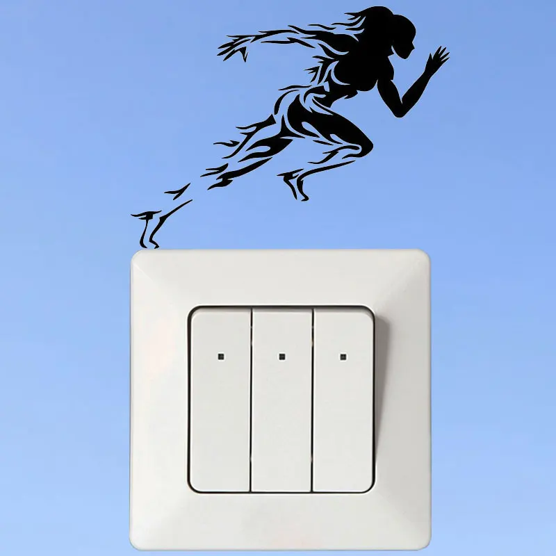 YJZT Runner стикер настенный для спортзала переключатель света Виниловая наклейка