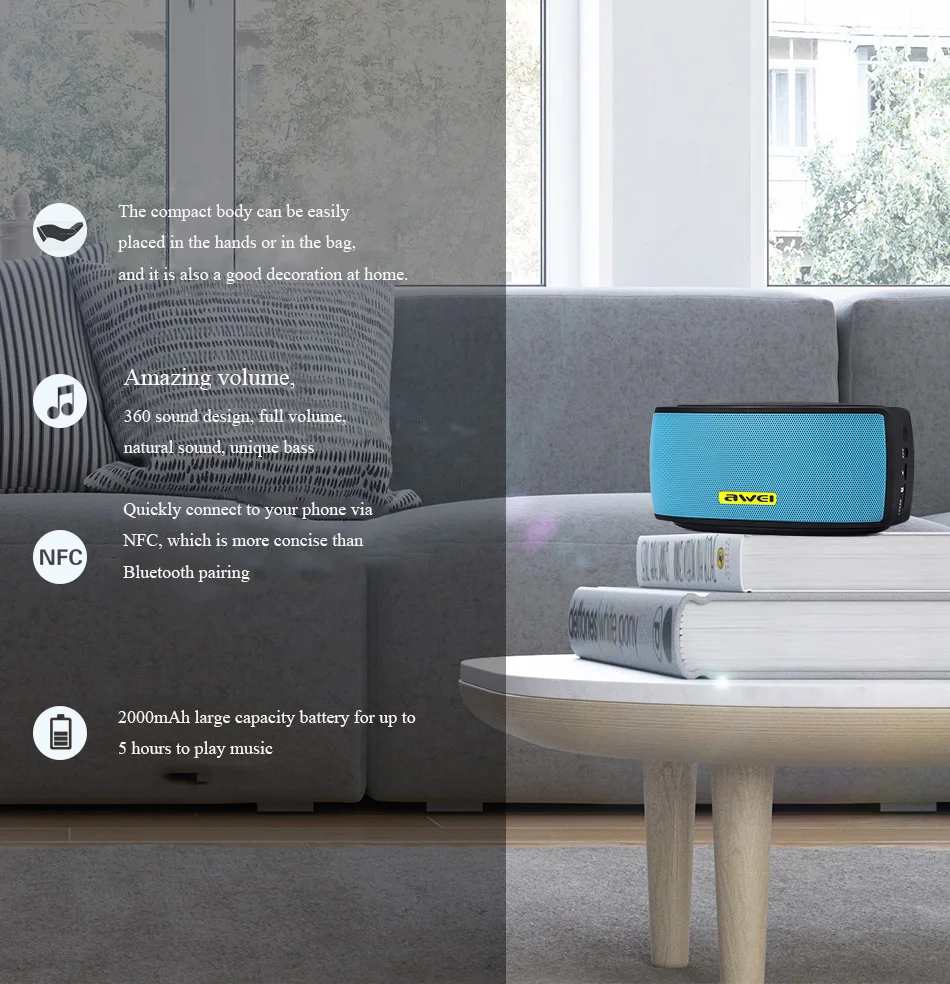 Awei Y210 Портативный беспроводной Bluetooth динамик стерео двойной трек звук музыка бумбокс для компьютера телефон Поддержка Bluetooth TF AUX