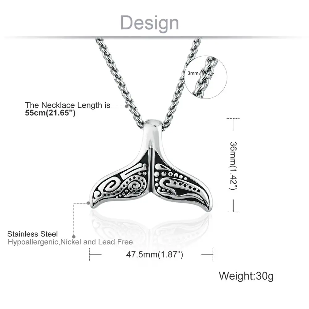 Ожерелье de moda из нержавеющей стали с хвостом Кита подвеска для мальчиков