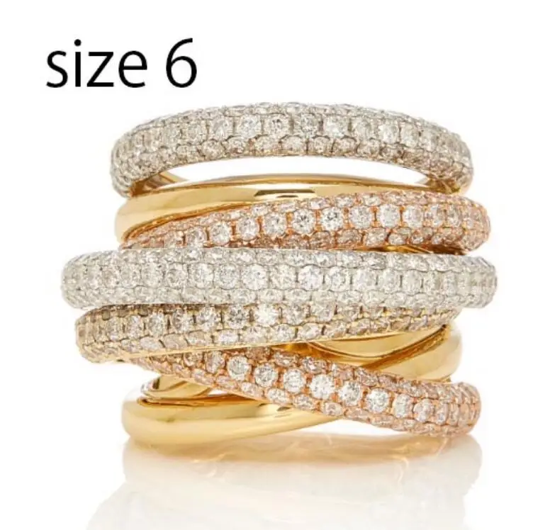 gold size 6 Модные кольца, кубический циркон, микро проложенный набор, полный размер, кольцо, медное основание для женщин, подарок, вечерние ювелирные изделия - Цвет основного камня: gold size 6