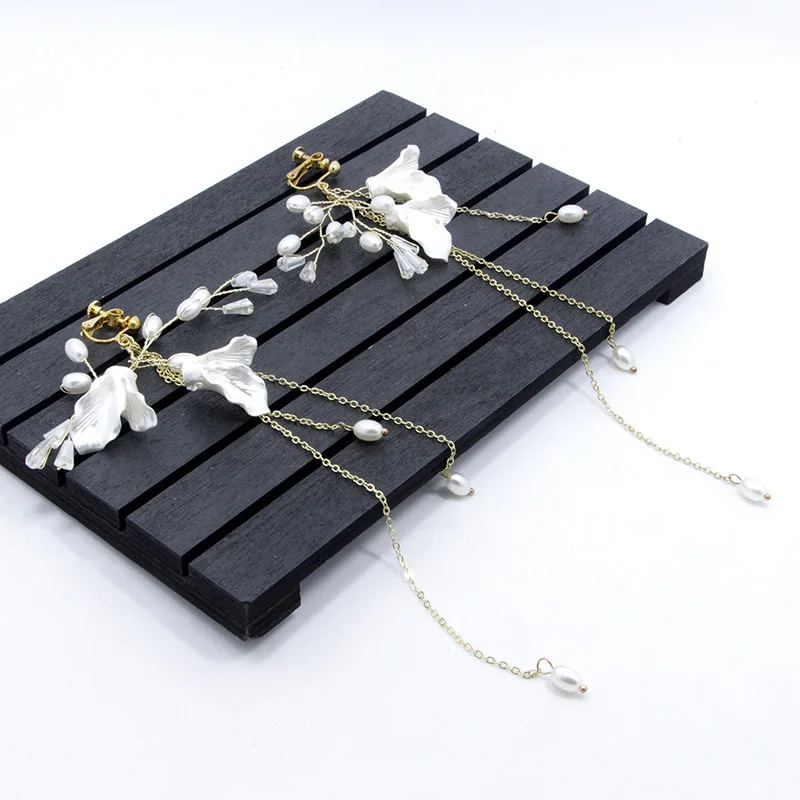 Earring Золотая Корона в стиле барокко, обруч с листьями, тиара с ракушками, украшение для головы с кристаллами, аксессуары для волос, свадебный головной убор для невесты, повязка на голову - Окраска металла: Earring
